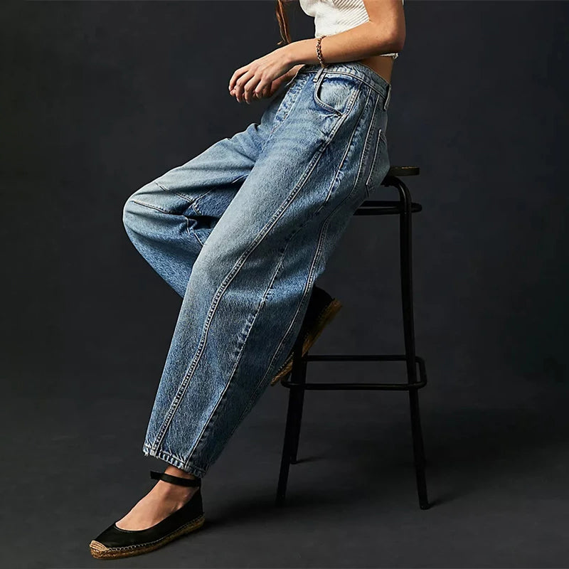 Anna-Berg | Blue Barrel-Leg Denim Jeans