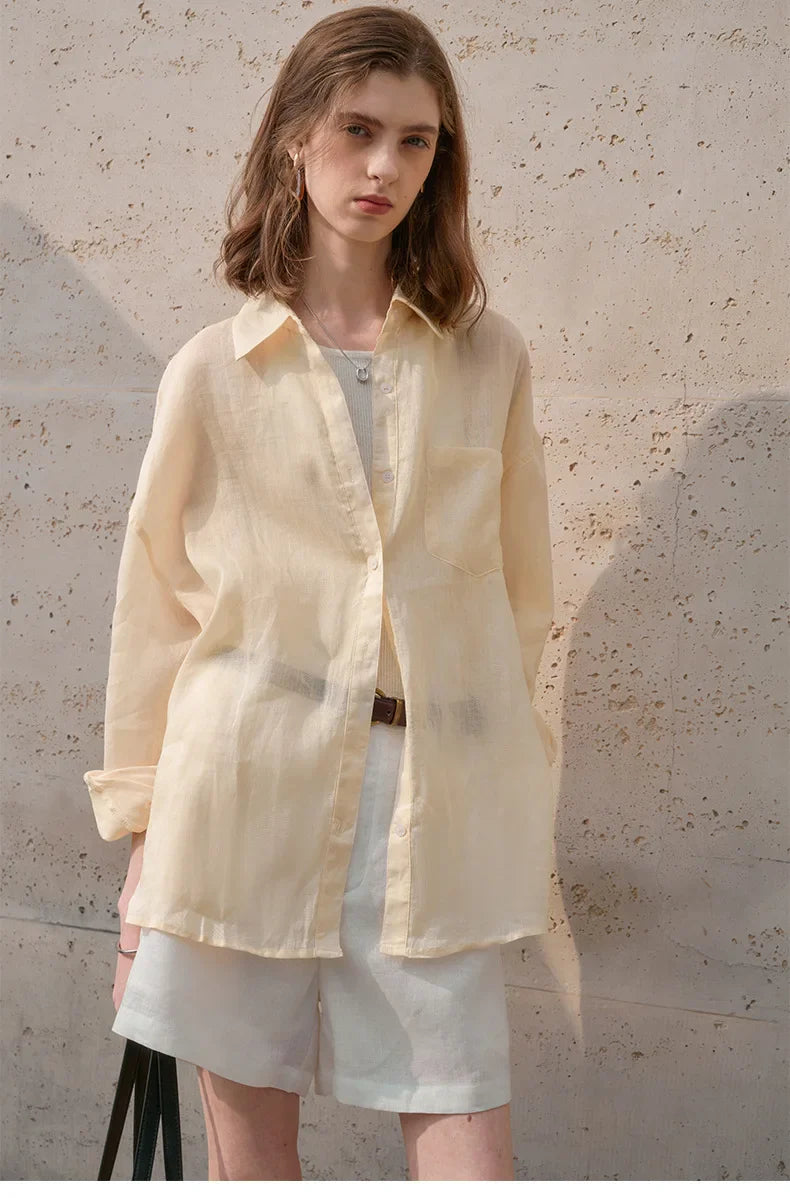Anna-Berg | Natural Sheer Oversized Ramie Shirt