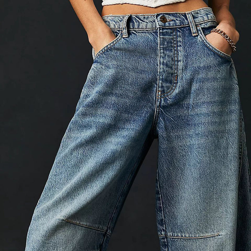 Anna-Berg | Blue Barrel-Leg Denim Jeans