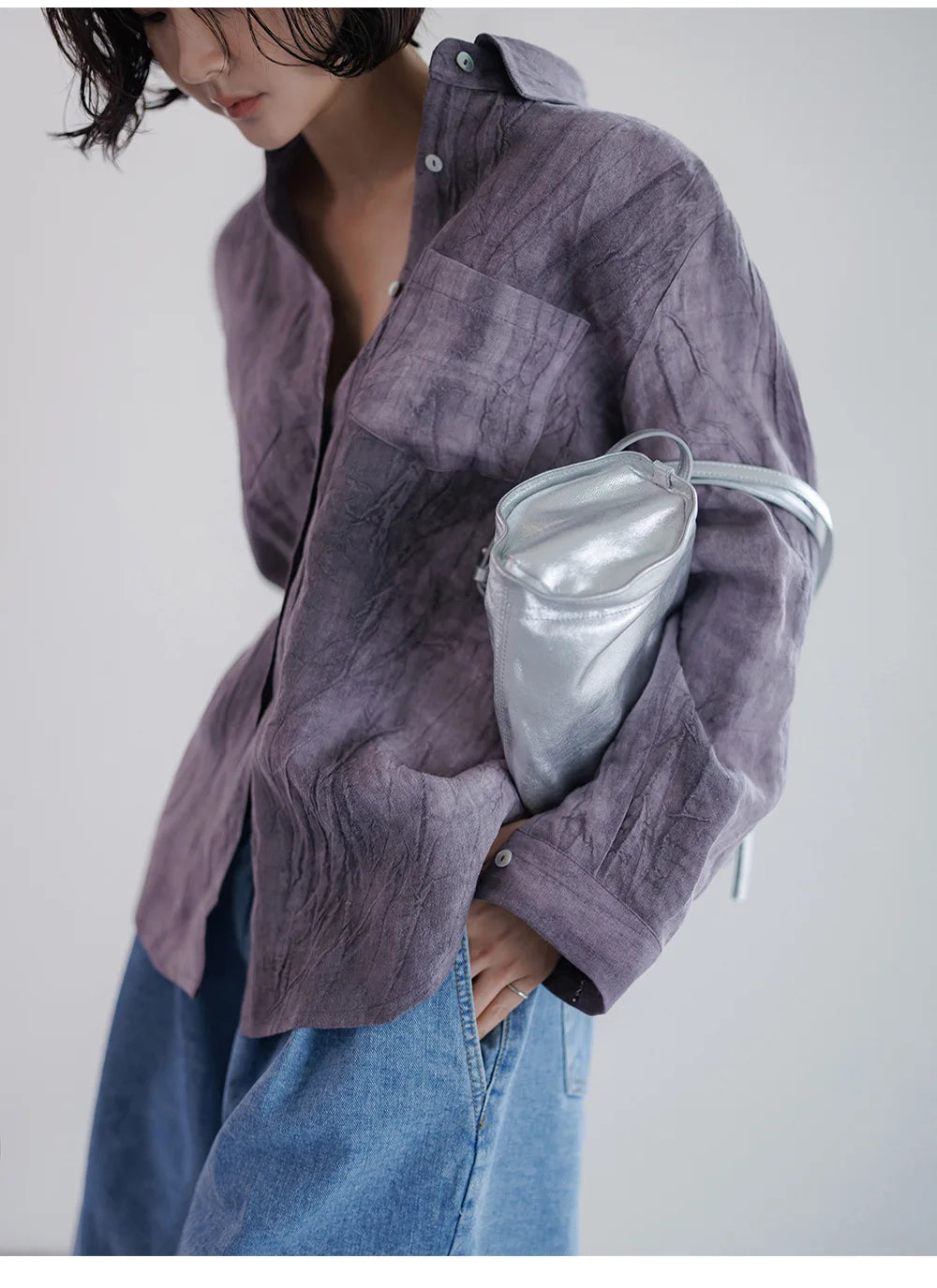 Anna-Berg | Pleated Button-Up Linen Shirt