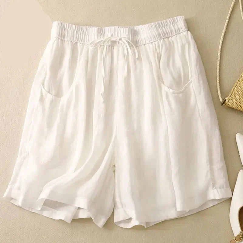 Anna-Berg | Drawstring Waist Relaxed Fit Cotton-Blend Shorts