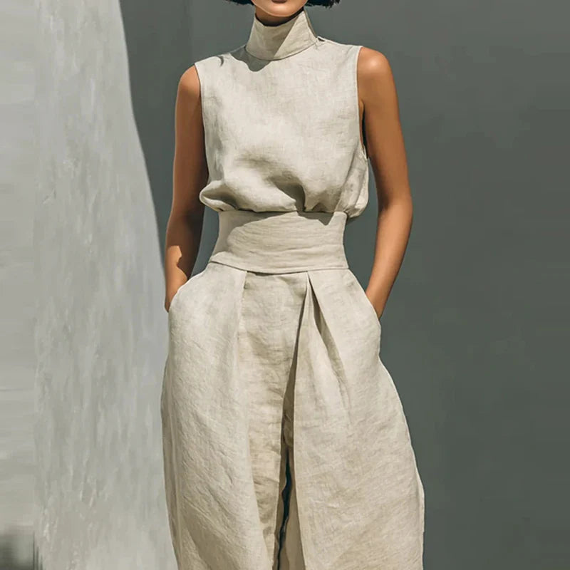 Anna-Berg | Sandstone Relaxed Fit Linen Two-Piece Set
