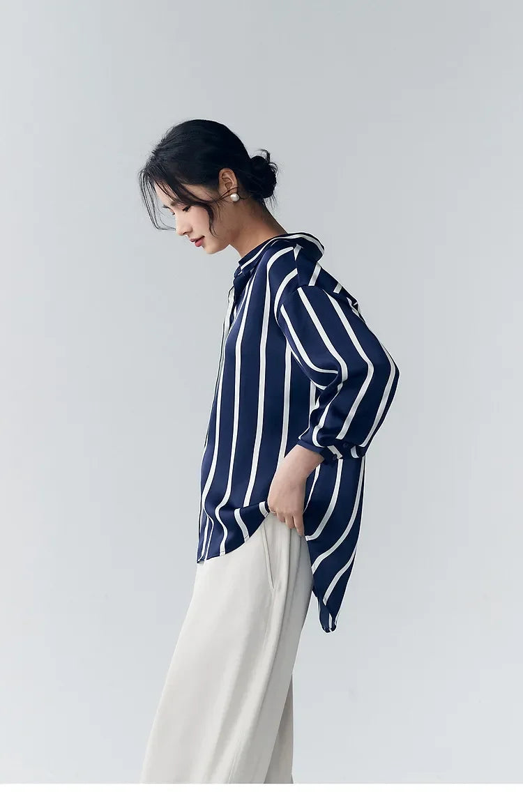 Anna-Berg | Ivory Striped Satin Blouse