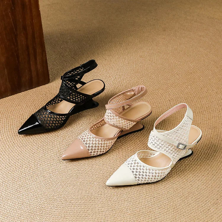 Anna-Berg | Velour Leather Slingbacks