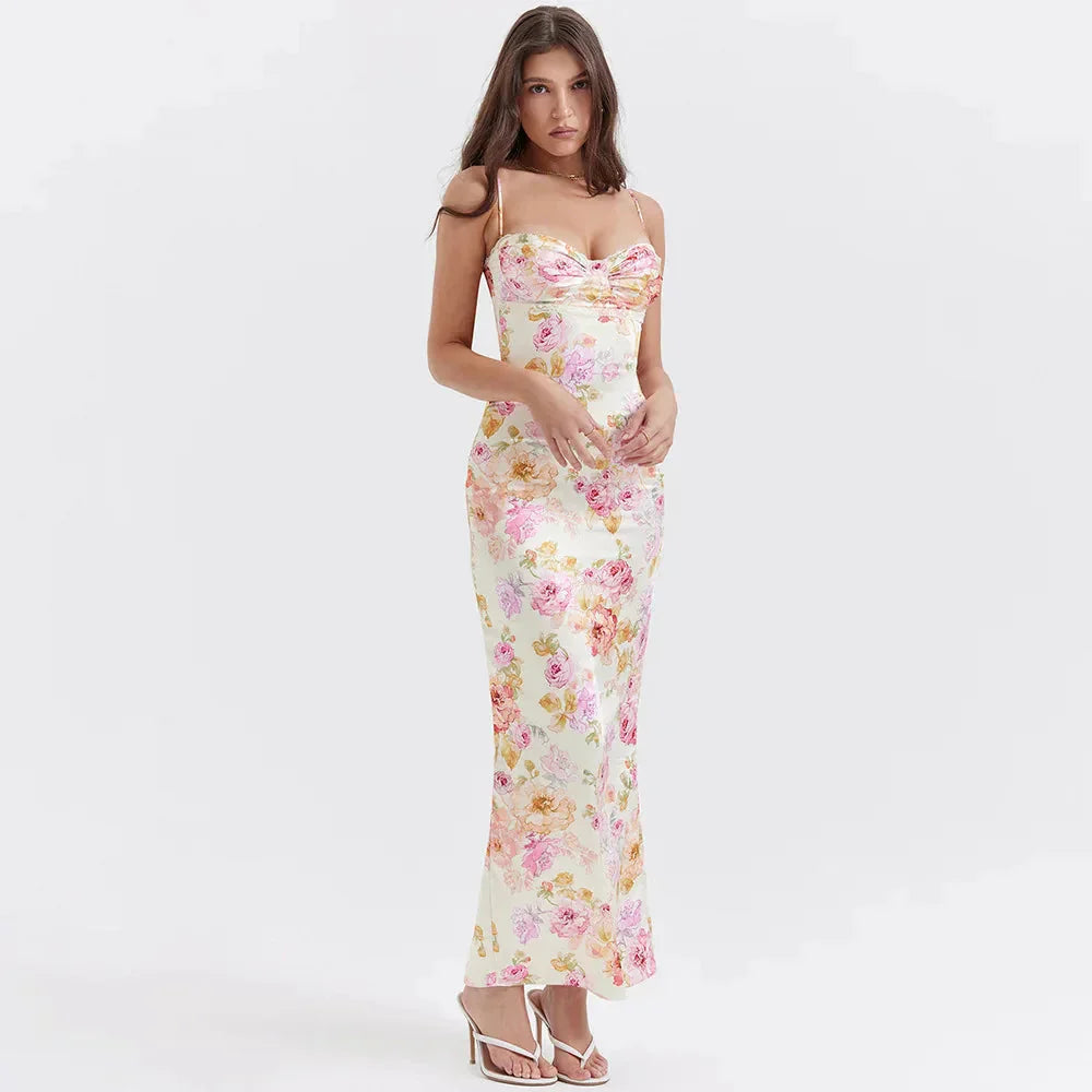 Anna-Berg | Satin Floral Pencil Dress