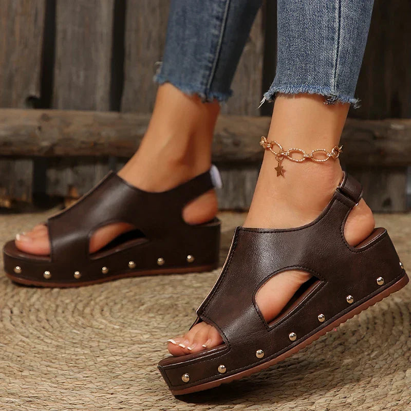 Anna-Berg | Luxe Platform Cushioned Sandals with Graceful Drape