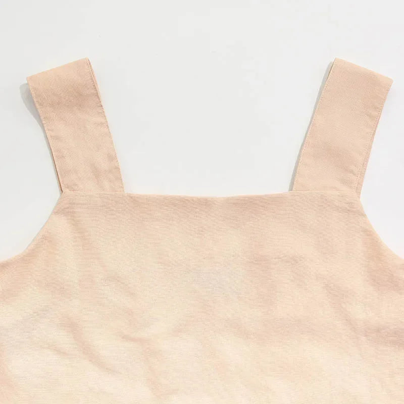 Anna-Berg | Natural Square-Neck Cropped Linen Tank