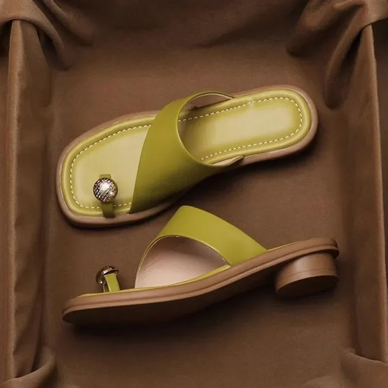 Anna-Berg | Square-Toe Leather Slides