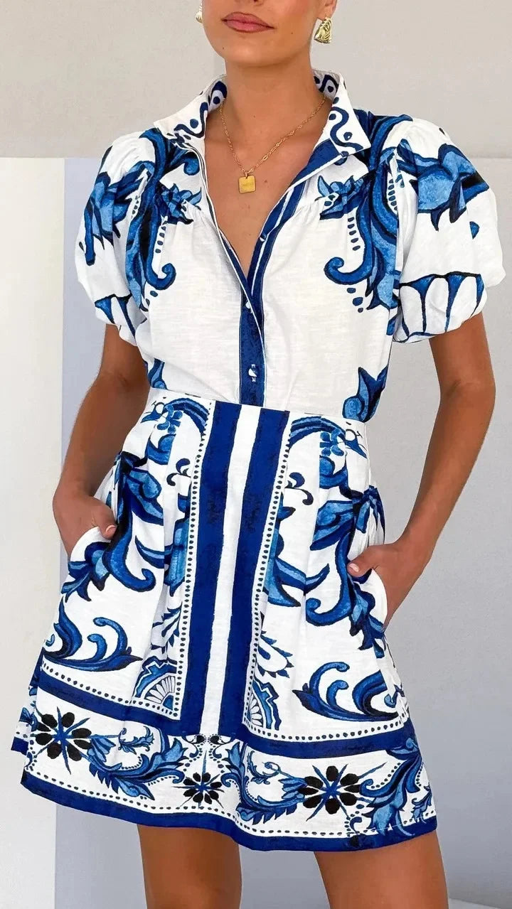 Anna-Berg | Floral Two-Piece Linen Dress
