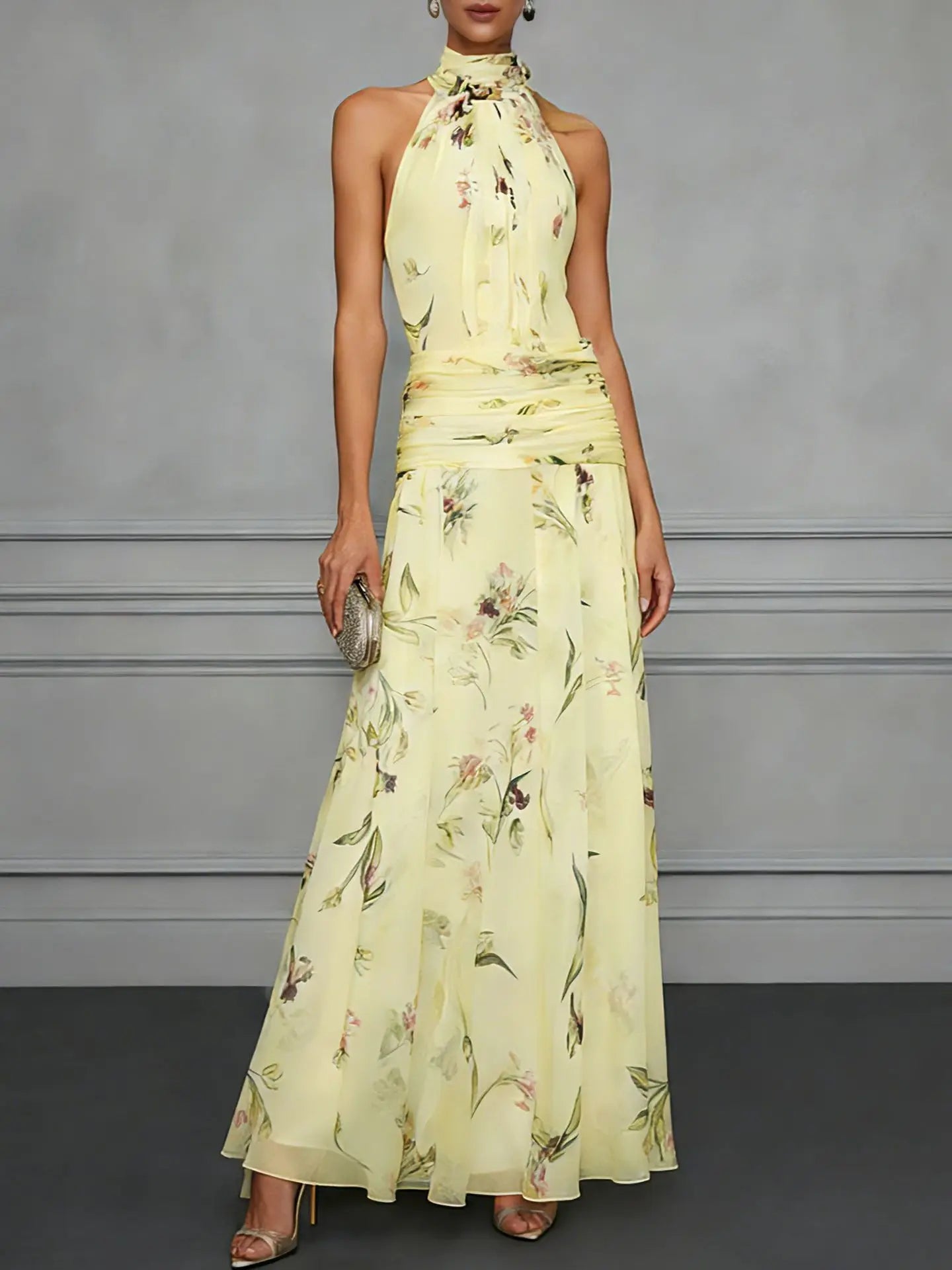 Anna-Berg | Floral Halter Wedding Guest Dress
