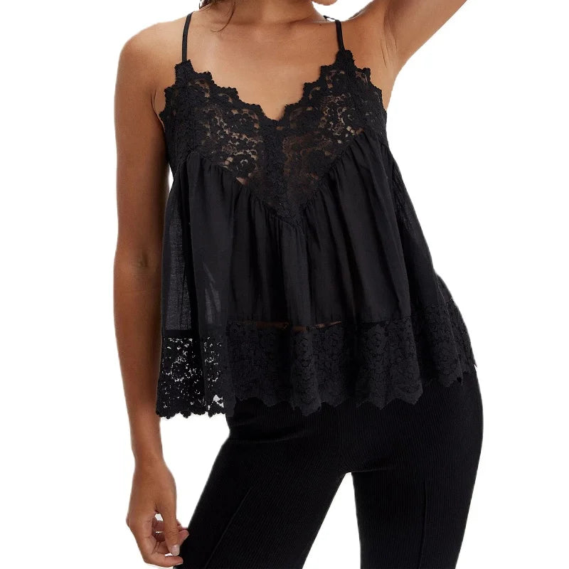 Anna-Berg | Ivory Lace-Trim Satin Cami