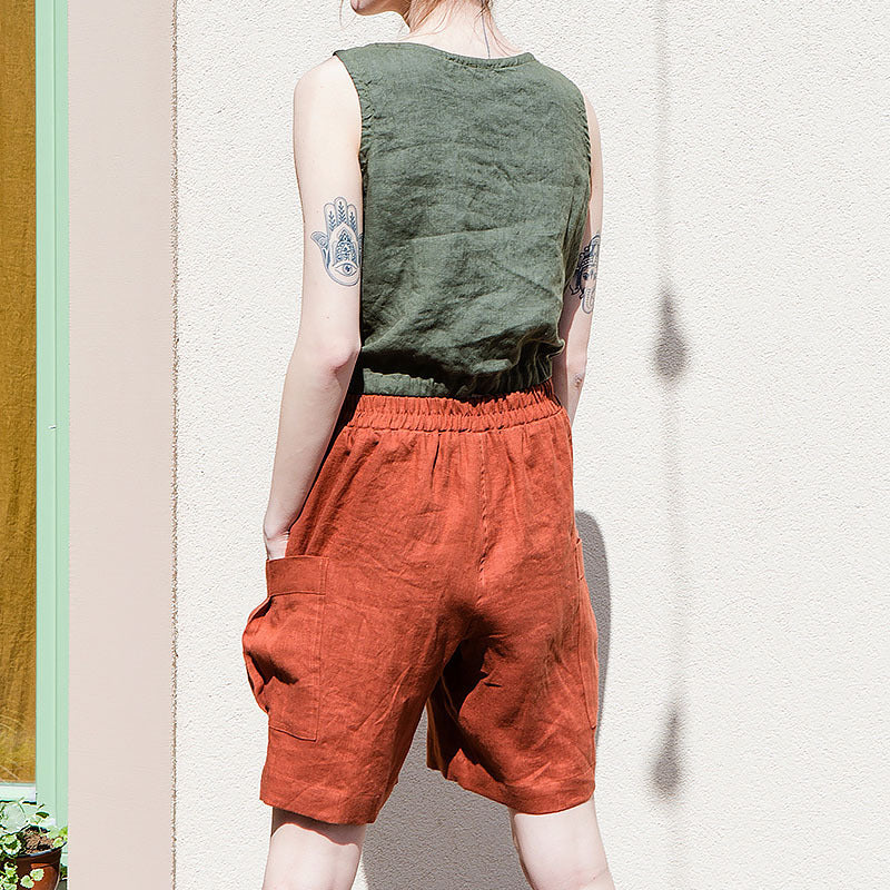 Anna-Berg | High-Waist Cargo Linen Shorts