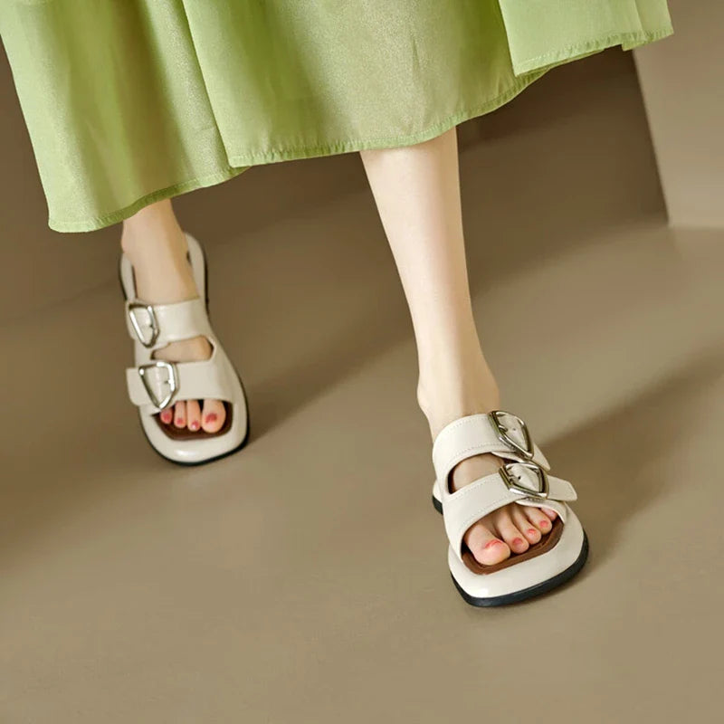 Anna-Berg | Twin-Buckle Slide Sandals