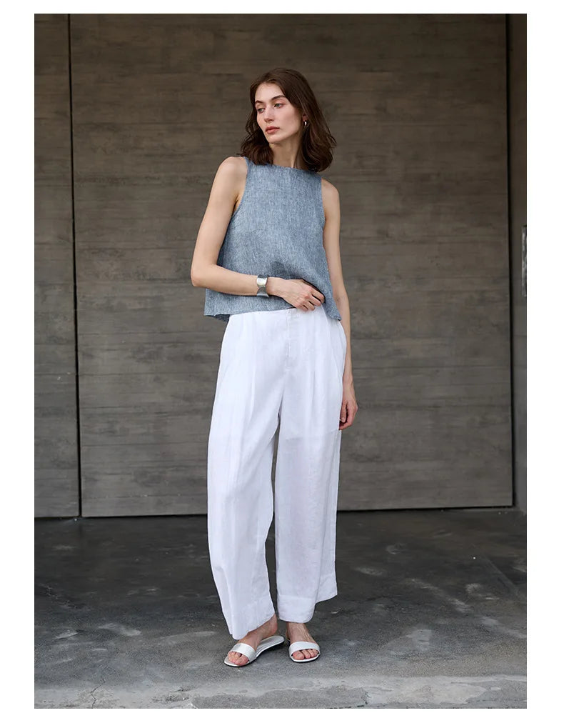 Anna-Berg | Light Blue Reversible Chambray Linen Vest