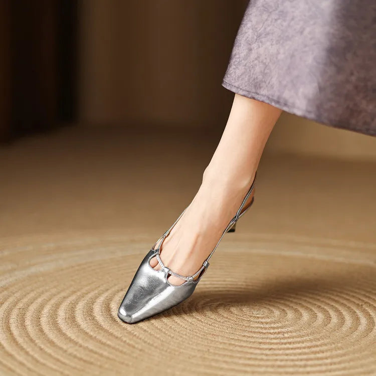 Anna-Berg | Genuine Leather Slingback Heels