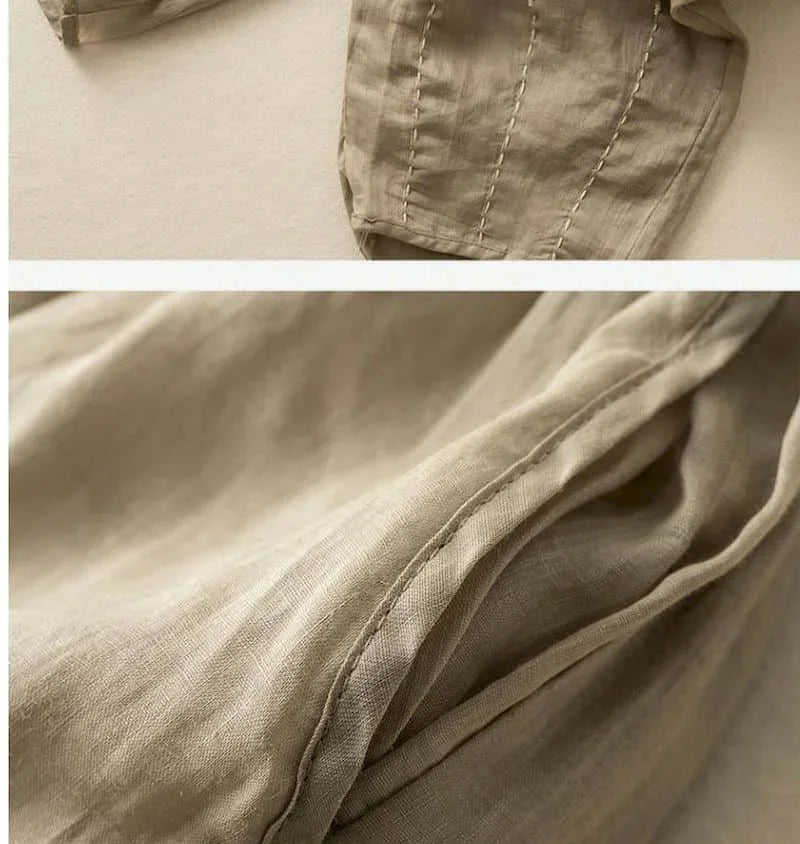 Anna-Berg | Natural High-Waist Wide-Leg Linen Pants