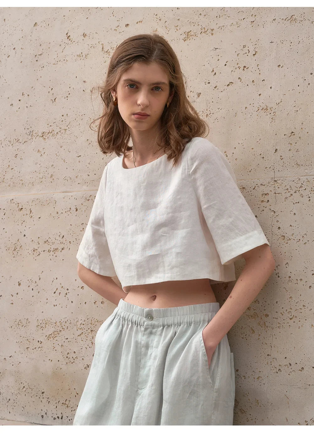 Anna-Berg | Boxy Cropped Linen Top