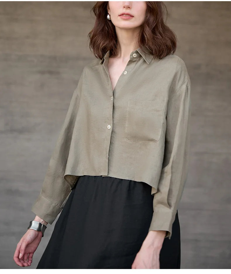Anna-Berg | Cropped Long-Sleeve Linen Shirt