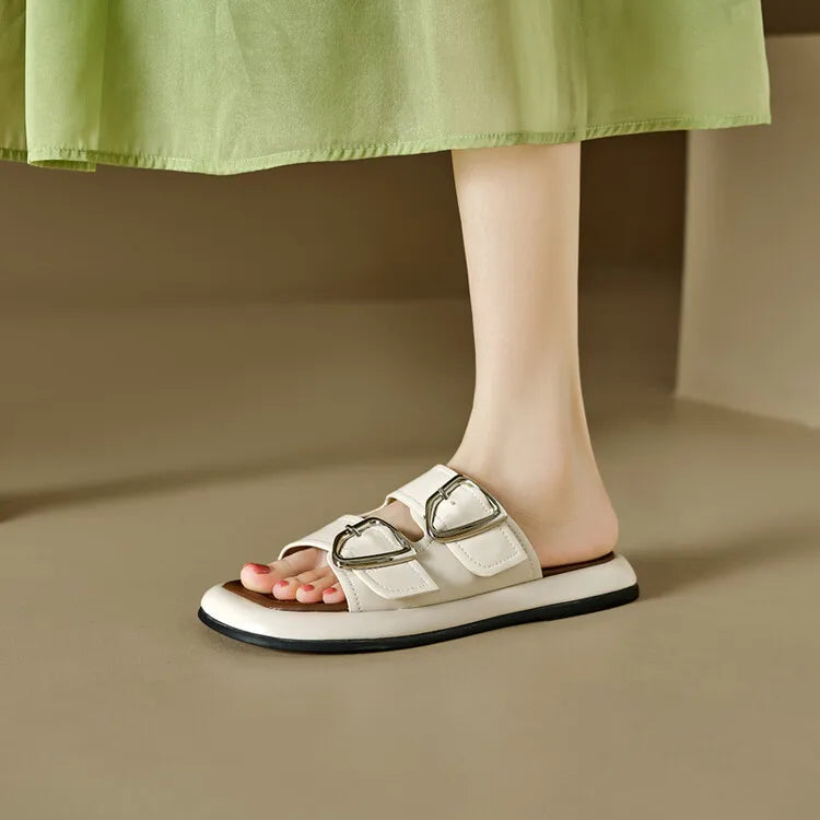 Anna-Berg | Twin-Buckle Slide Sandals