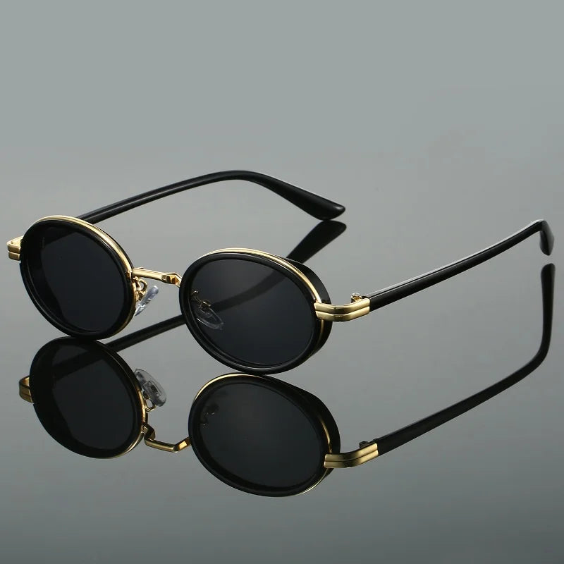 Anna-Berg | Black Polarized Round Metal Sunglasses