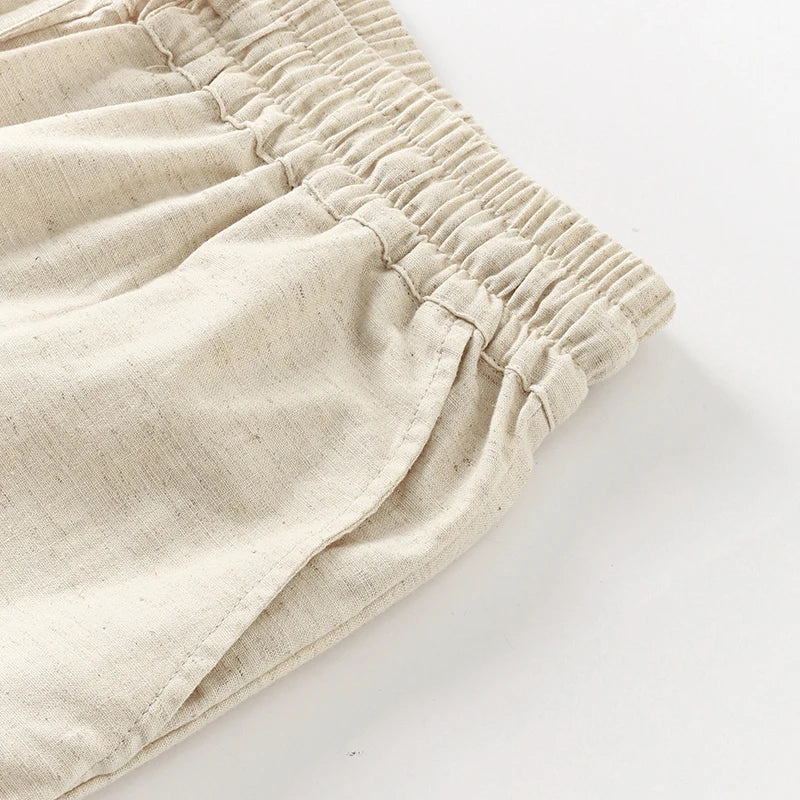 Anna-Berg | Natural Drawstring Waist Relaxed Fit Linen Pant
