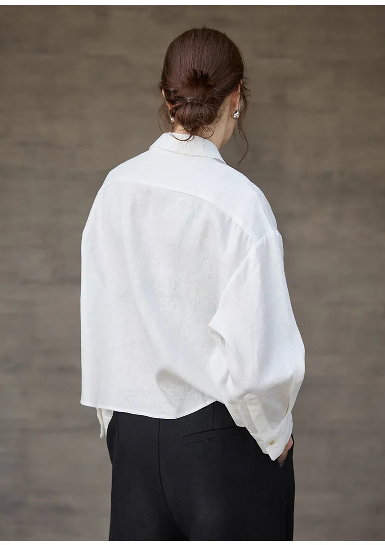 Anna-Berg | Cropped Long-Sleeve Linen Shirt
