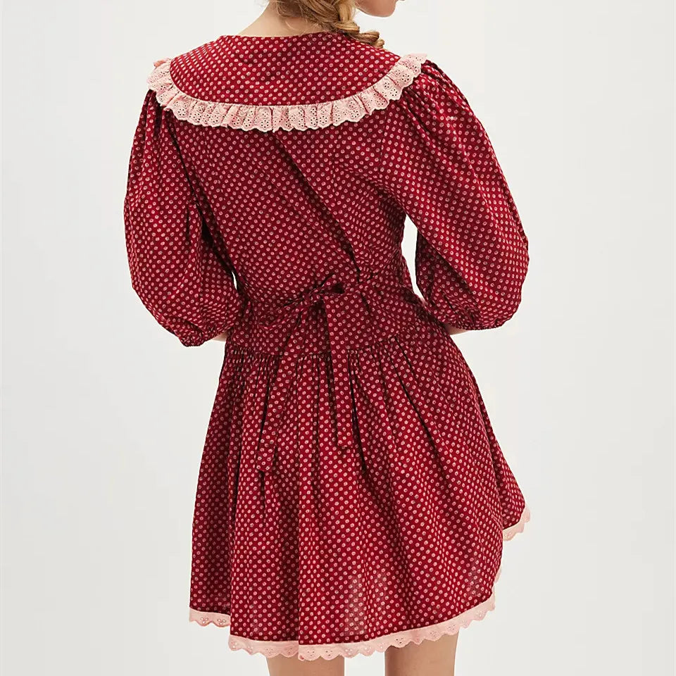 Anna-Berg | Lace-Collar Mini Cotton-Blend Dress