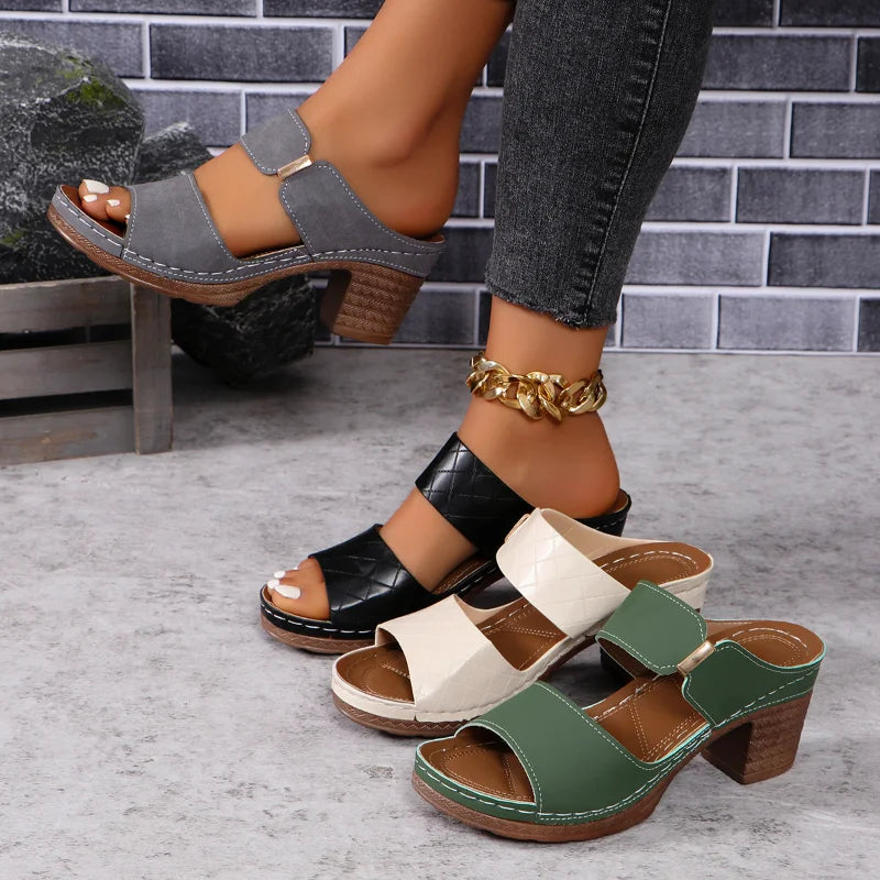 Anna-Berg | Graceful Arch Support Block Heel Flat Sandals