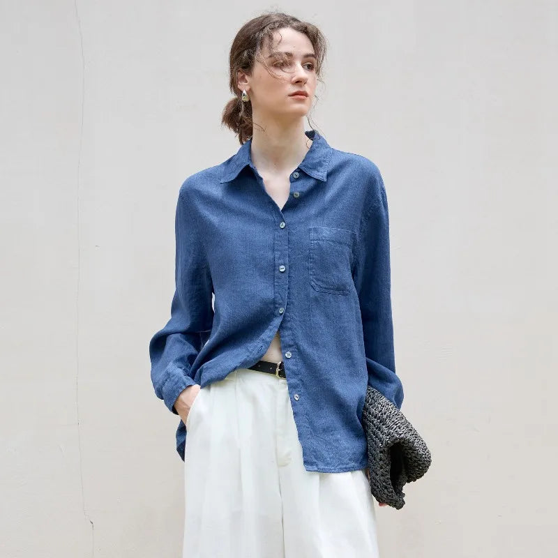 Anna-Berg | Beige Relaxed Fit Linen Shirt