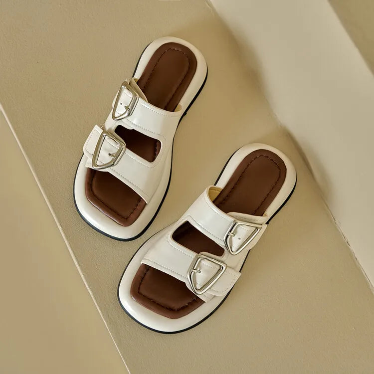 Anna-Berg | Twin-Buckle Slide Sandals
