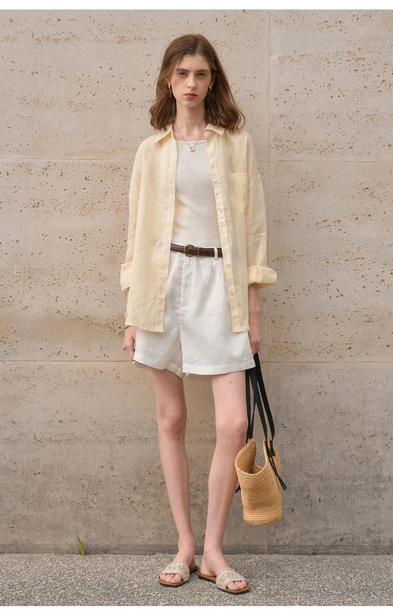 Anna-Berg | Natural Sheer Oversized Ramie Shirt