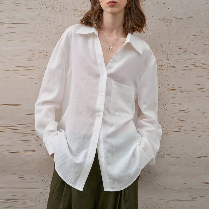 Anna-Berg | White Relaxed Fit Linen Shirt