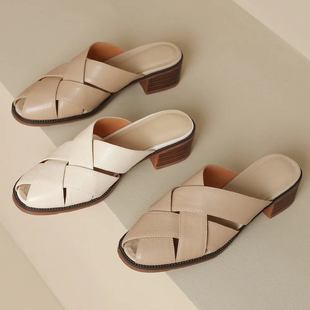 Anna-Berg | Woven Flat Leather Mule