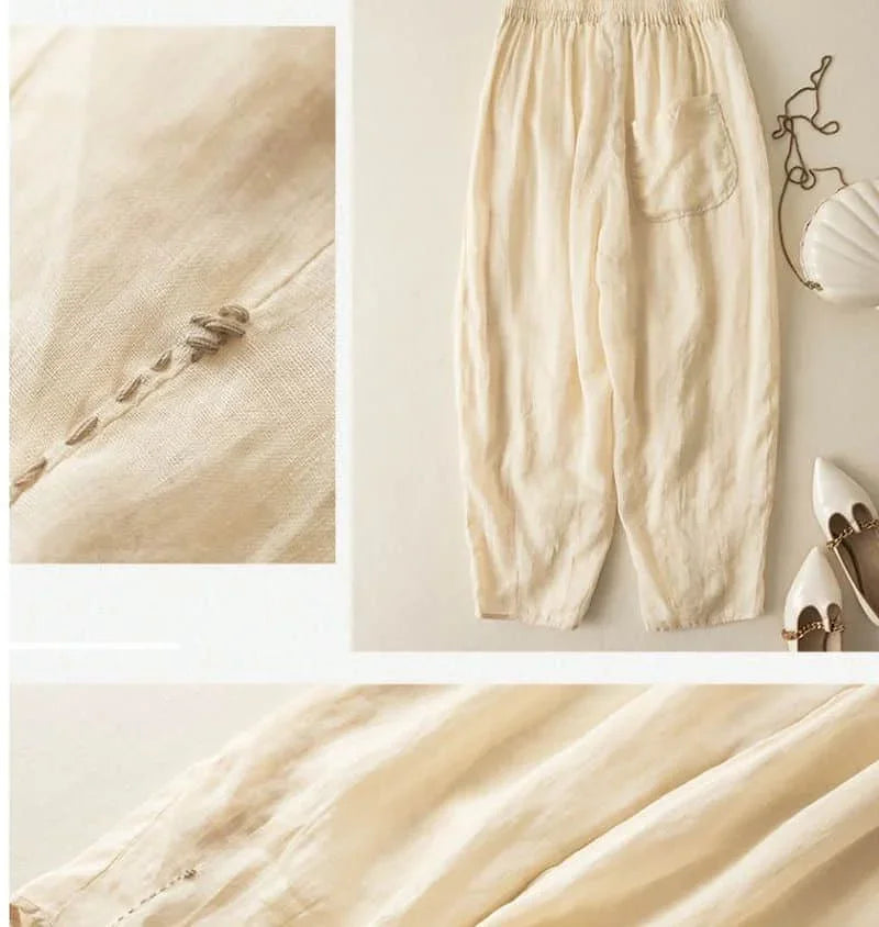 Anna-Berg | Natural High-Waist Wide-Leg Linen Pants