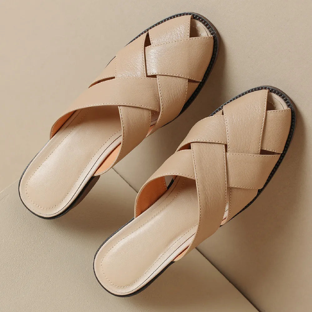 Anna-Berg | Woven Flat Leather Mule