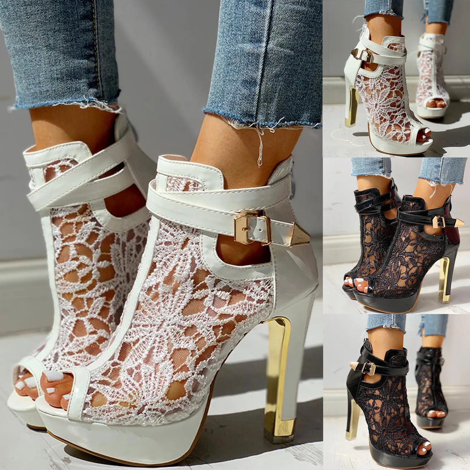 Anna-Berg | Lace Mesh Heels