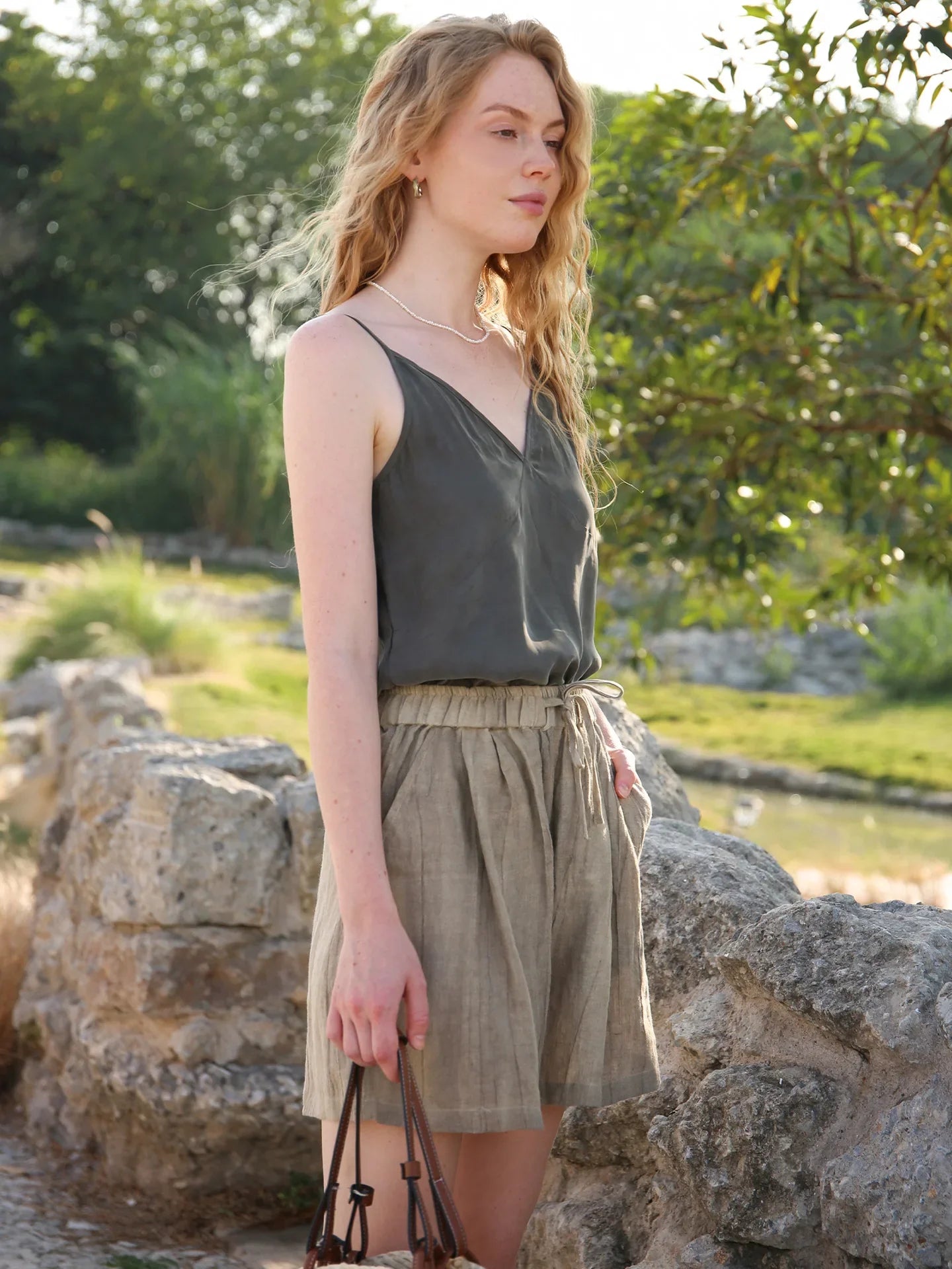 Anna-Berg | High-Waist Relaxed Fit Linen Shorts