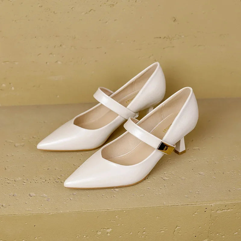 Anna-Berg | Elegant Pointed Toe Leather Heels