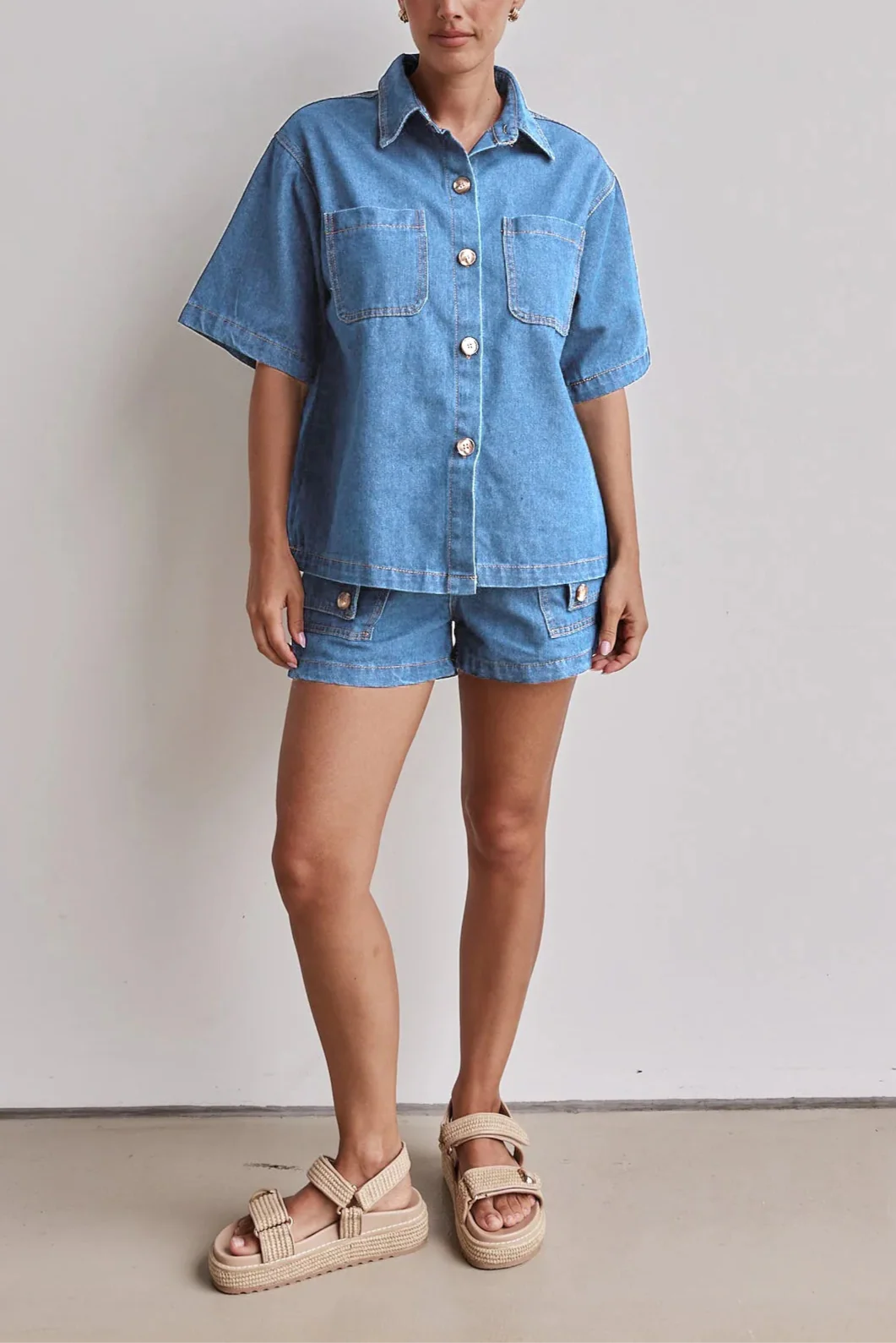 Anna-Berg | Indigo High-Waist Denim Two-Piece Set