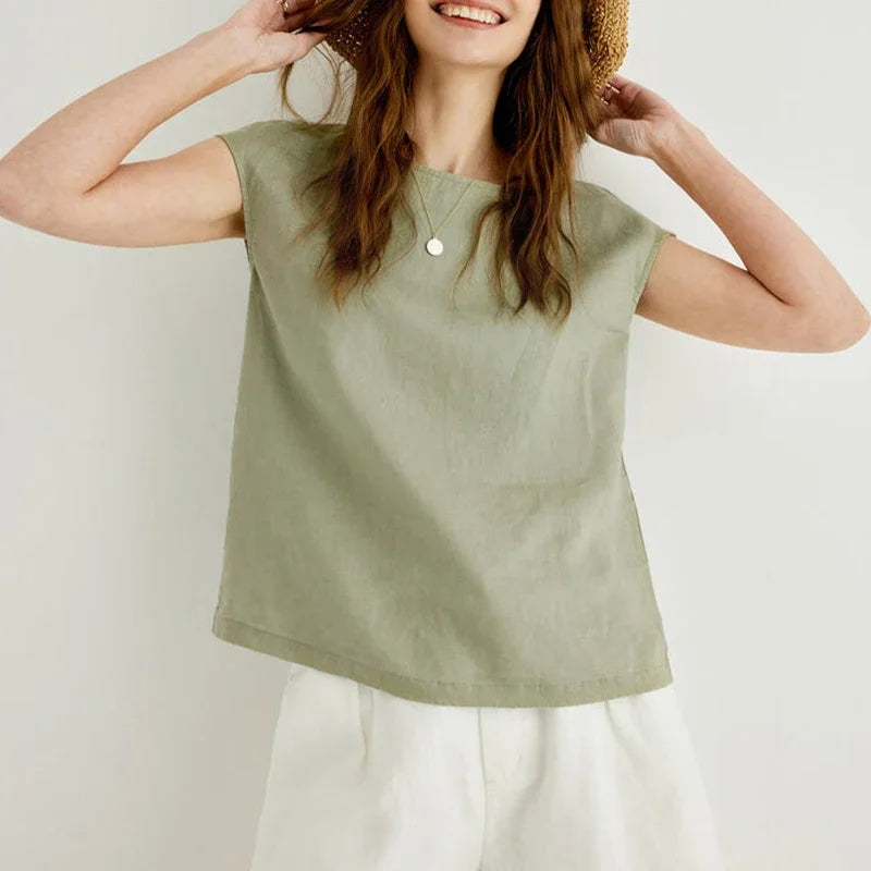 Anna-Berg | Petal Sleeve Linen Tee