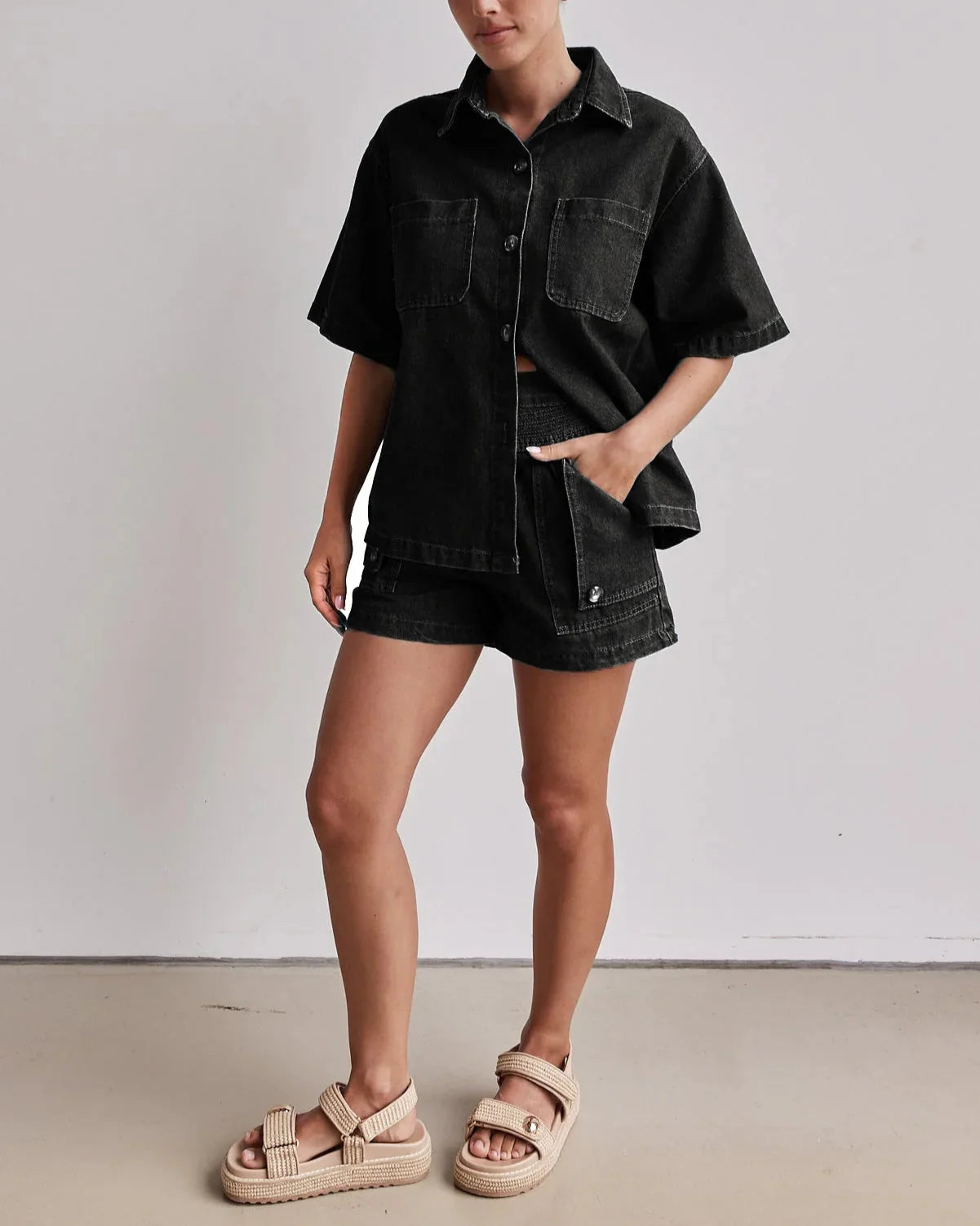 Anna-Berg | Indigo High-Waist Denim Two-Piece Set