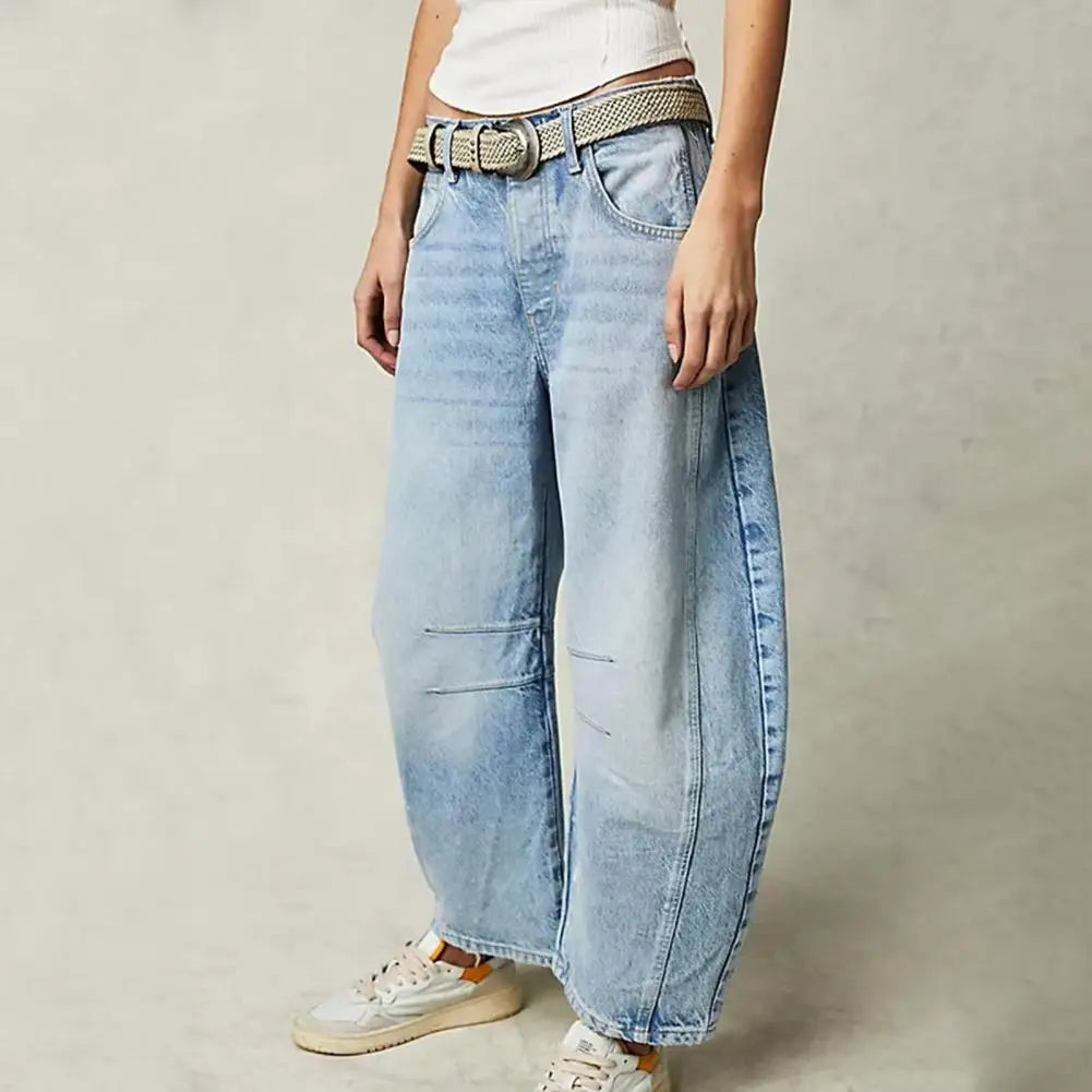 Anna-Berg | Blue Barrel-Leg Denim Jeans