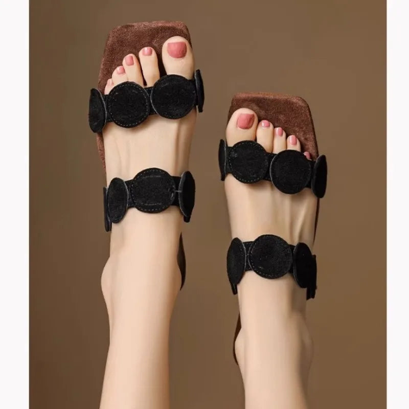 Anna-Berg | Black Croc-Embossed Pointed-Toe Leather Mules