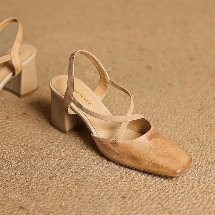 Anna-Berg | Black Pointed Toe Leather Heels