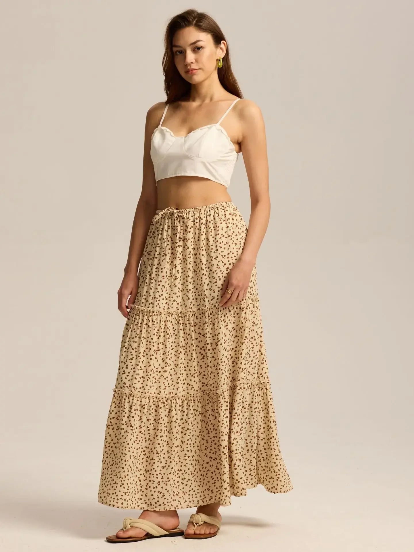 Anna-Berg | Sage Tiered Cotton Maxi Skirt
