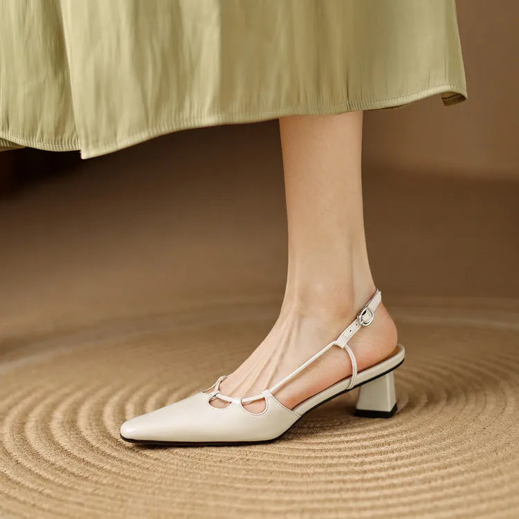 Anna-Berg | Genuine Leather Slingback Heels