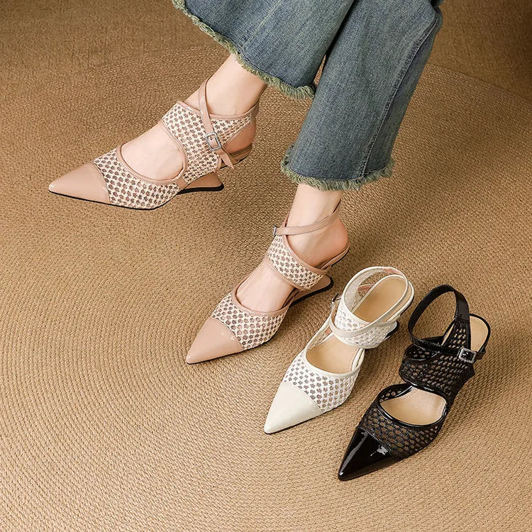 Anna-Berg | Velour Leather Slingbacks