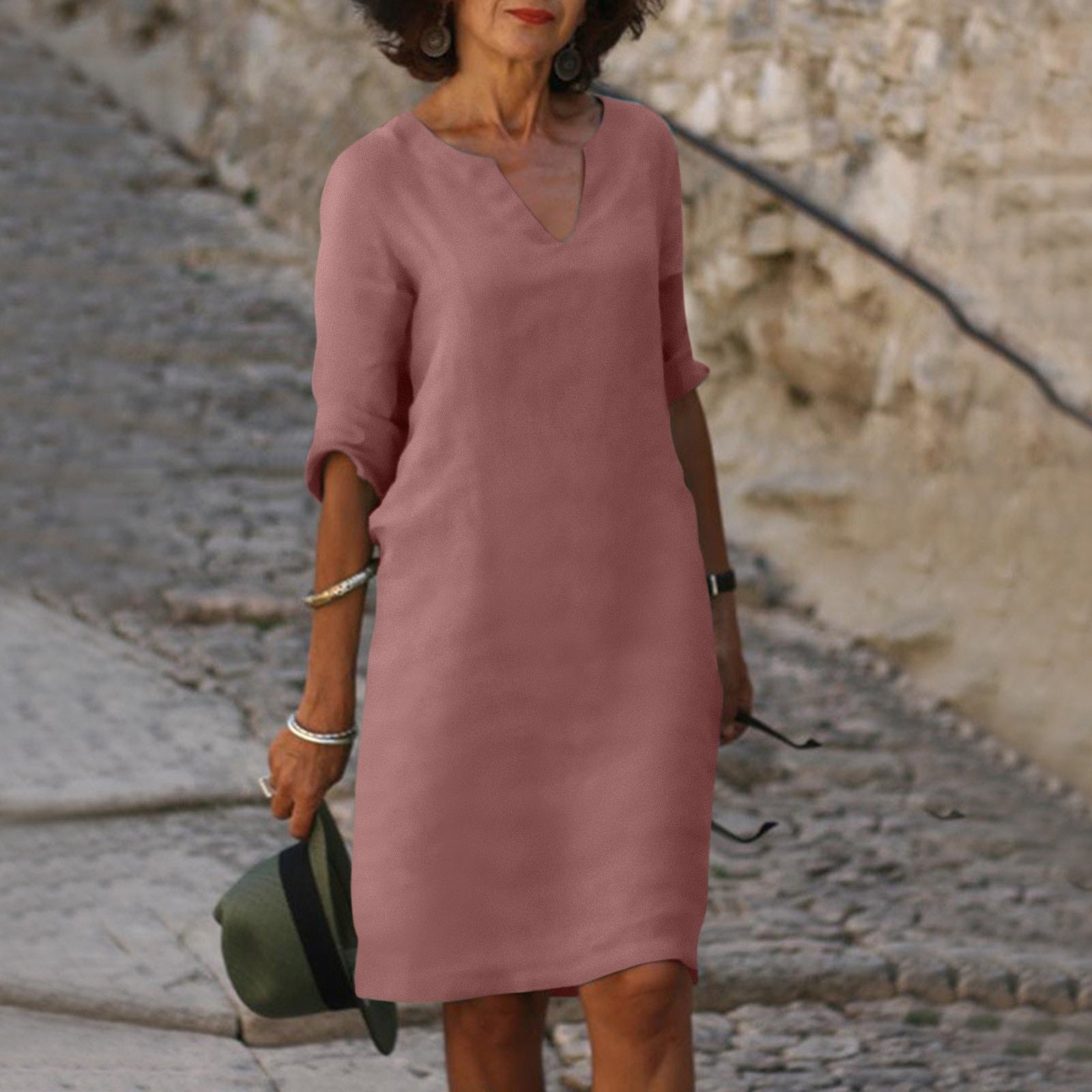 Anna-Berg |  Elegant Summer Dress Made of Polyester With V-Neck