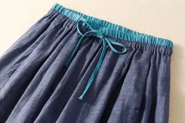 Anna-Berg | Stone High-Waist Wide-Leg Linen Trousers
