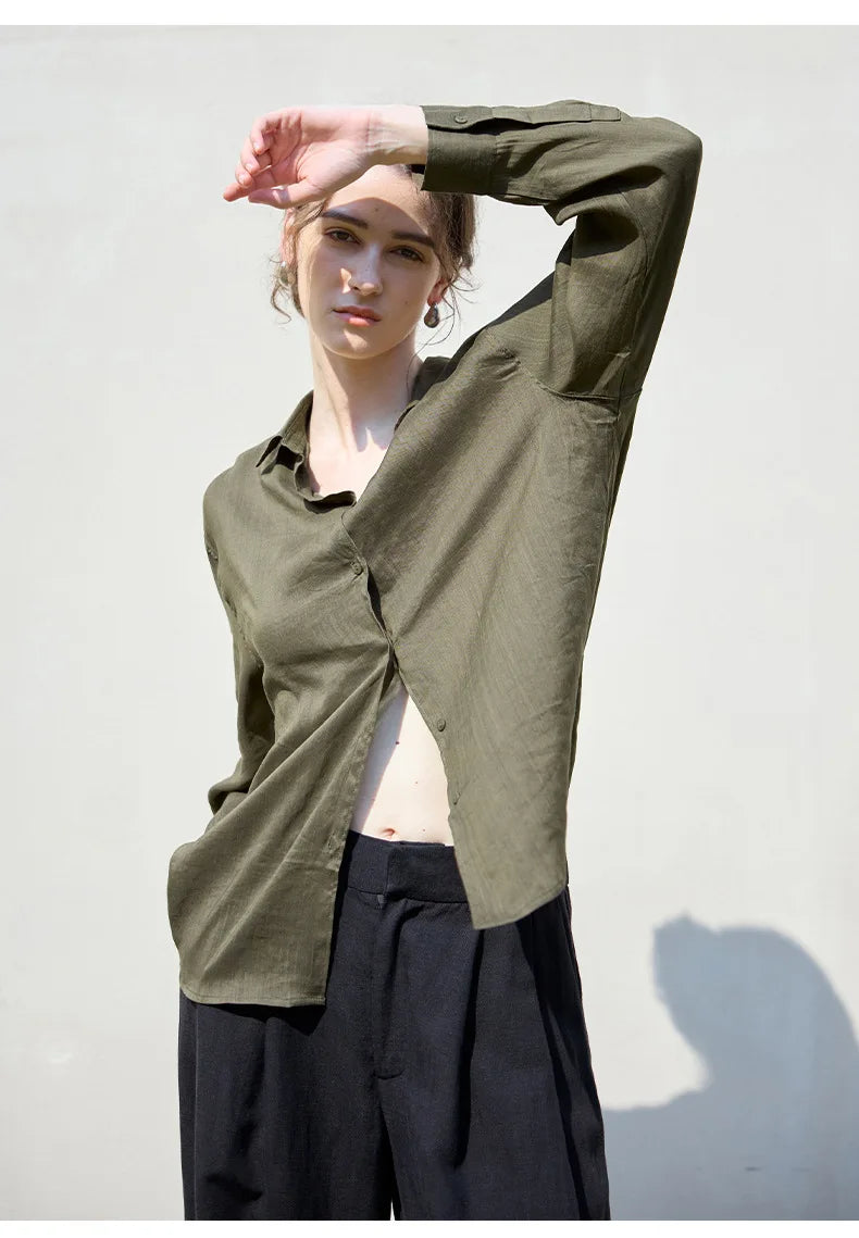 Anna-Berg | Relaxed Fit Button-Up Ramie Shirt